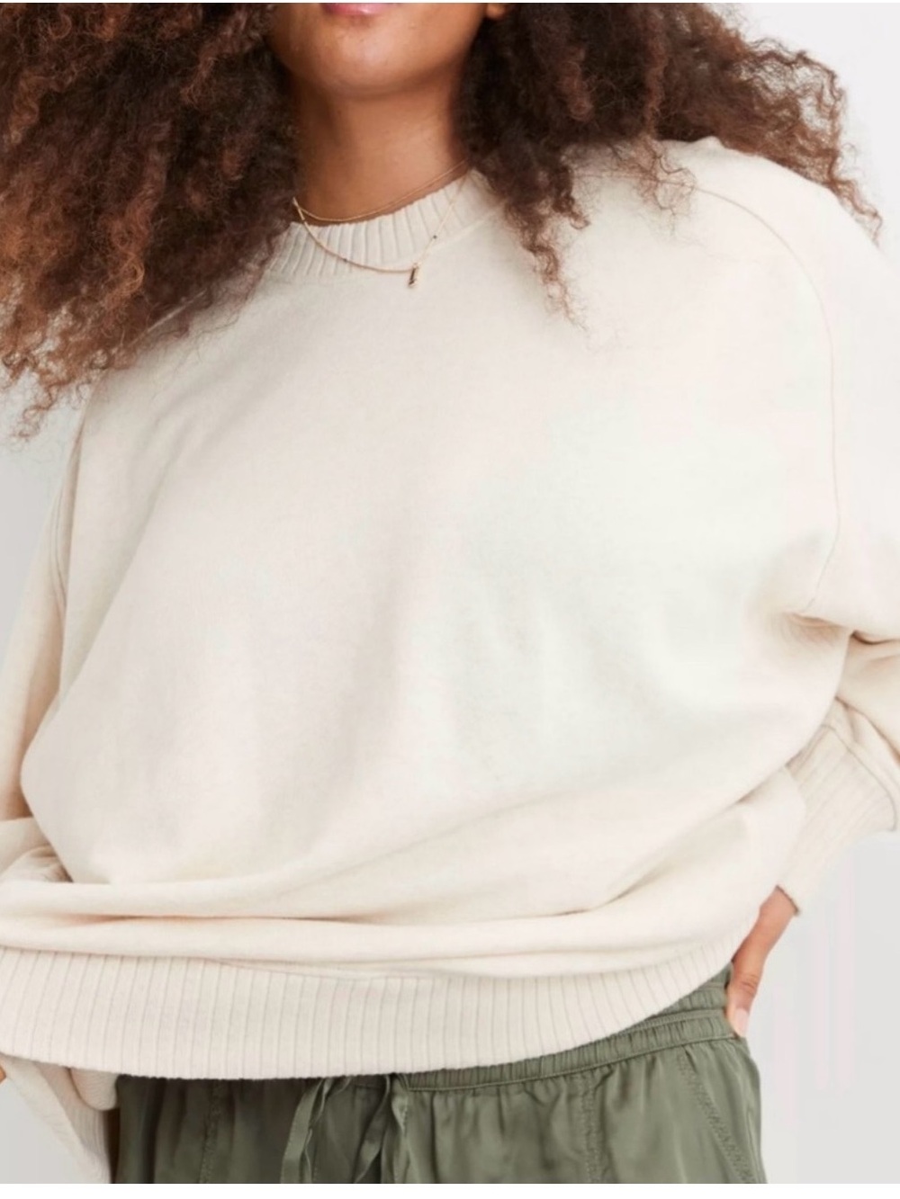 🌟 Aerie Ribbed Crew Neck Sweater Pullover‎ Cream Long Sleeve Women's XS